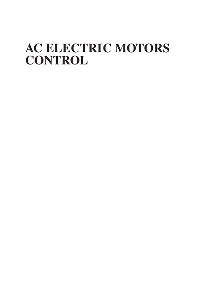 AC Electric Motors Control Advanced Design Techniques and Applications