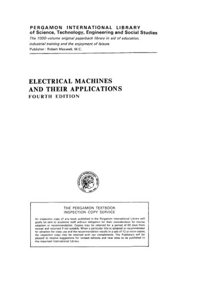 Electrical Machines and their Applications