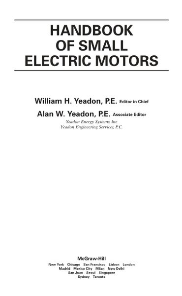 Handbook of small electric motors