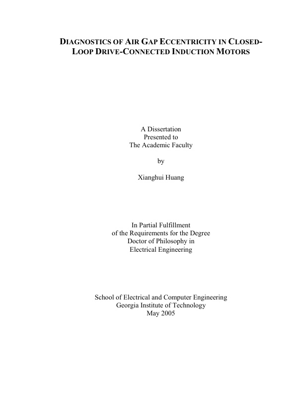 DIAGNOSTICS OF AIR GAP ECCENTRICITY IN CLOSEDLOOP cover