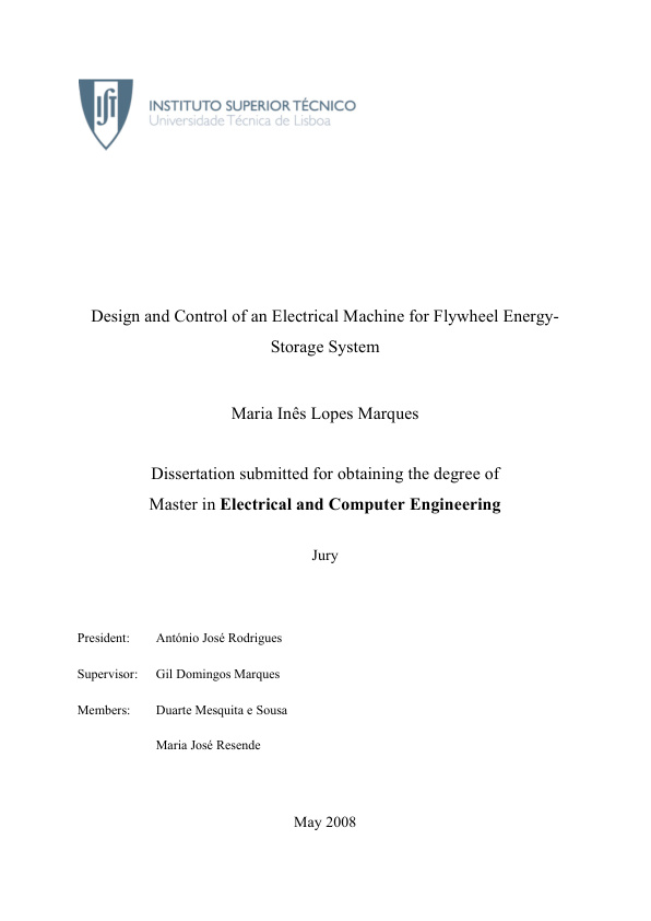 Design and Control of an Electrical Machine for Flywheel Energy cover