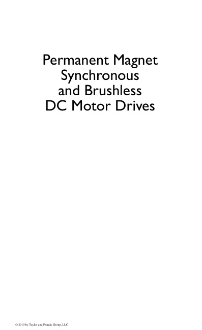 Permanent Magnet Synchronous and Brushless DC Motor Drives cover